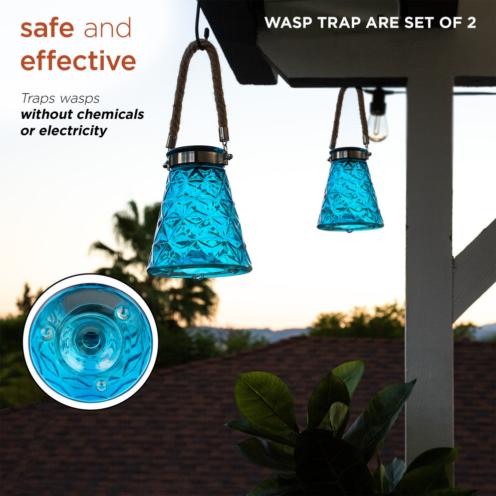 Solar Blue LED Wasp Trap - Set of 2