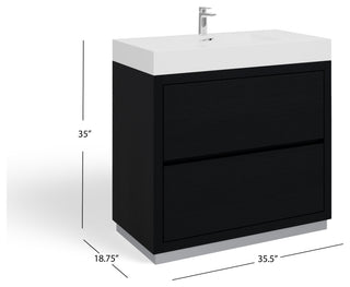 Boutique Bath Vanity, Black, 36", Single Sink, Freestanding
