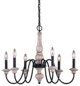 Georgetown Six Light Chandelier, Vintage Ash and Oil Burnished Bronze