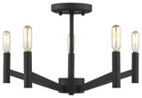 Vector Five Light Semi-Flush Mount, Midnight Black
