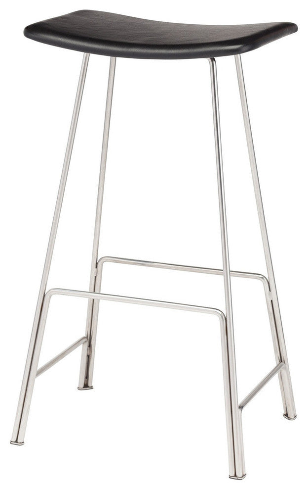 Kirsten Stool, Seat: Black Leather, Bar Height