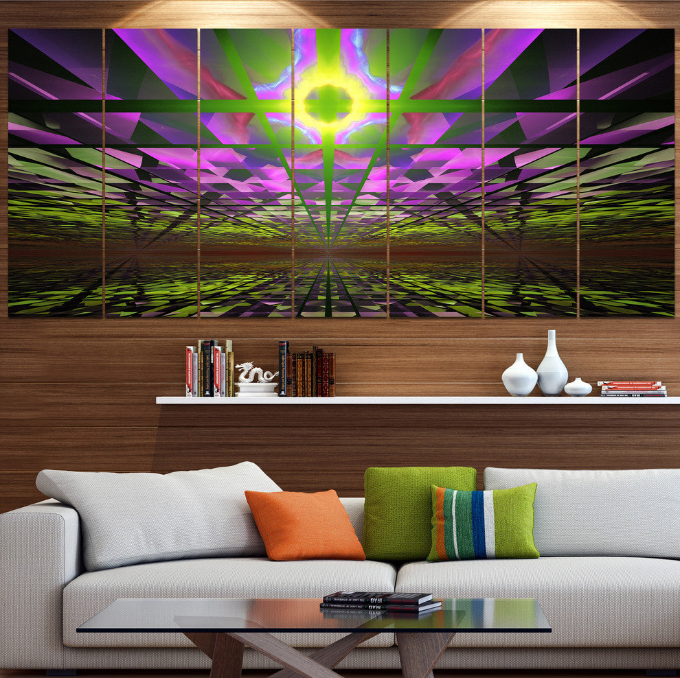 Fractal Cosmic Apocalypse, Abstract Art on Canvas, 83"x32", 7 Panels