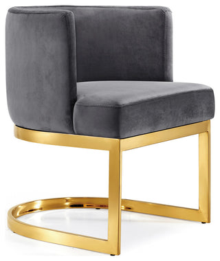 Gianna Velvet Dining Chair, Gray, Gold Base