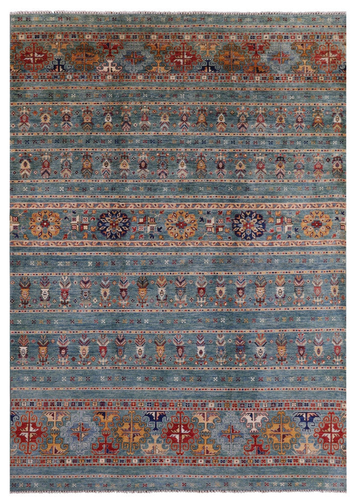 7' 11" X 11' 2" Khorjin Super Kazak Hand Knotted Rug Q10751