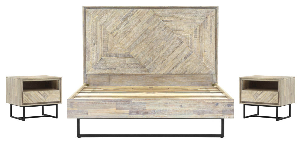 Peridot 3-Piece King Bedroom Set, Natural Acacia Wood