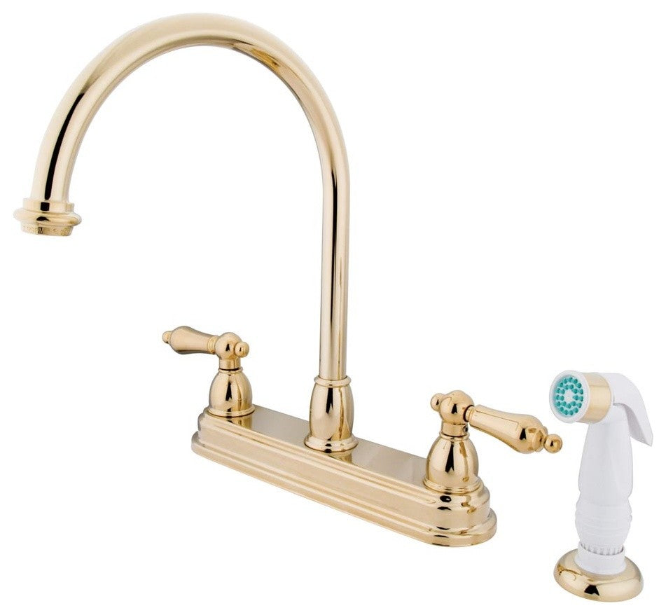 Restoration Two Handle 8" Kitchen Faucet with Non-Metallic Sprayer