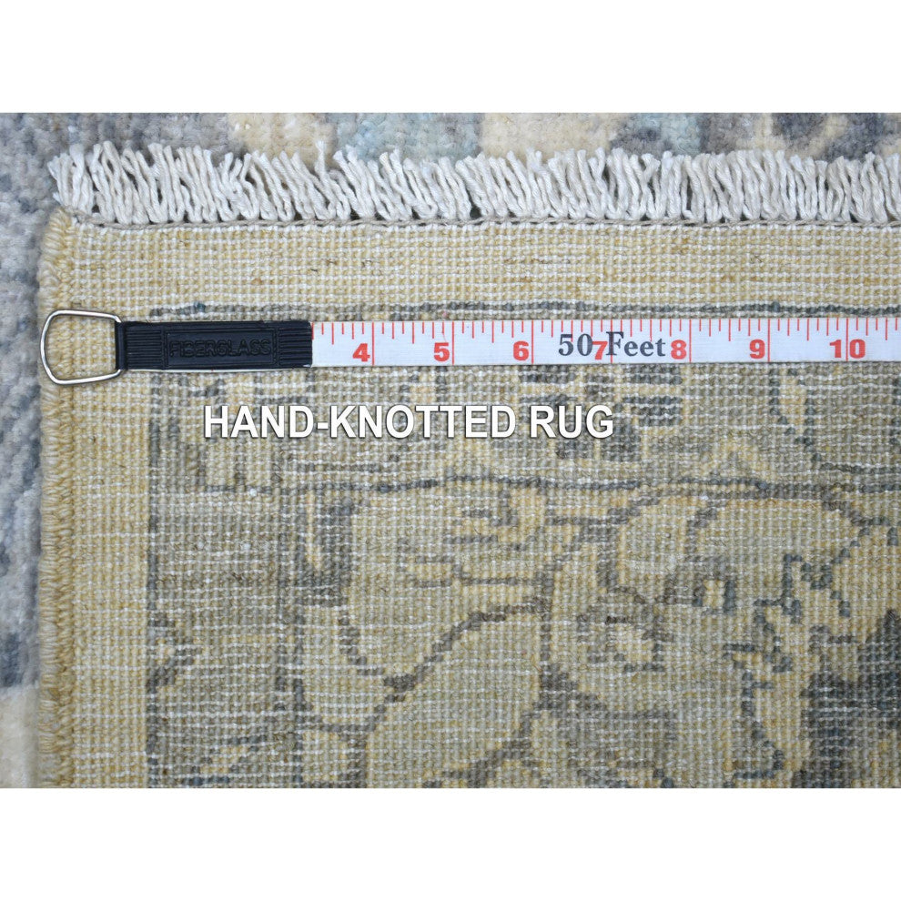 Ivory, Pure Wool Natural Dyes Hand Knotted, Fine Peshawar Rug, 6'2" x 8'9"