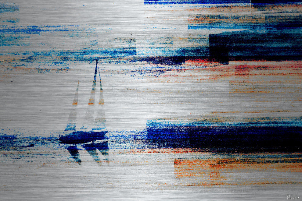 "Aegean Sea" UV Ink Print on Brushed  Aluminum, 36"x24"