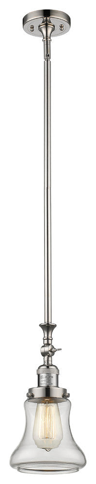 Bellmont 1-Light LED Mini Pendant, Polished Nickel, Glass: Clear