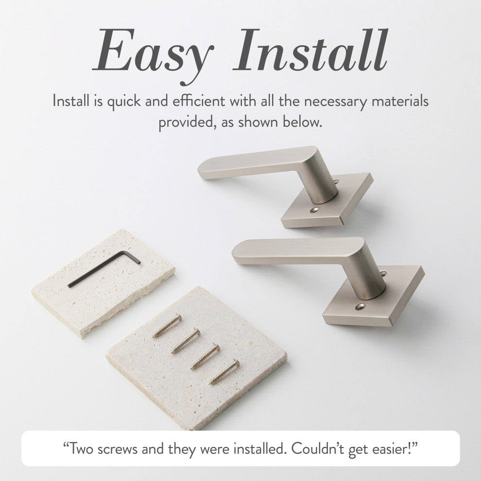 Modern Heavy Duty Designer Door Handle - Chrystie Collection, Satin Nickel, Double Dummy