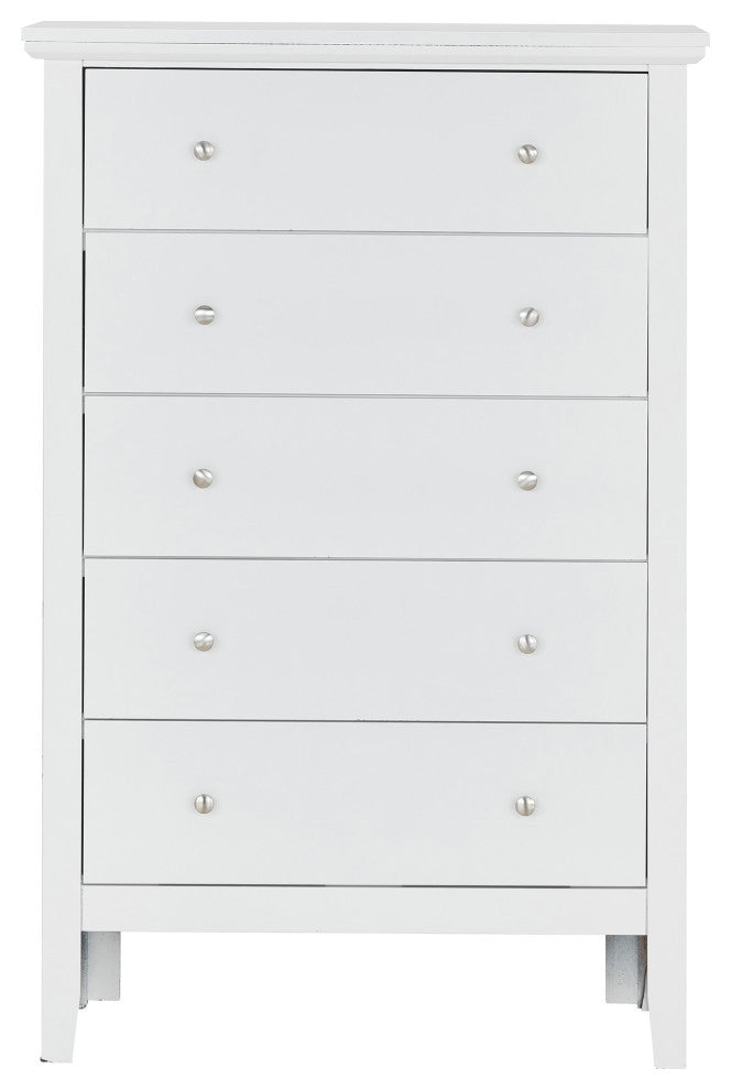 Primo White 5 Drawer Chest of Drawers, 32, L. X 16, W. X 48, H.