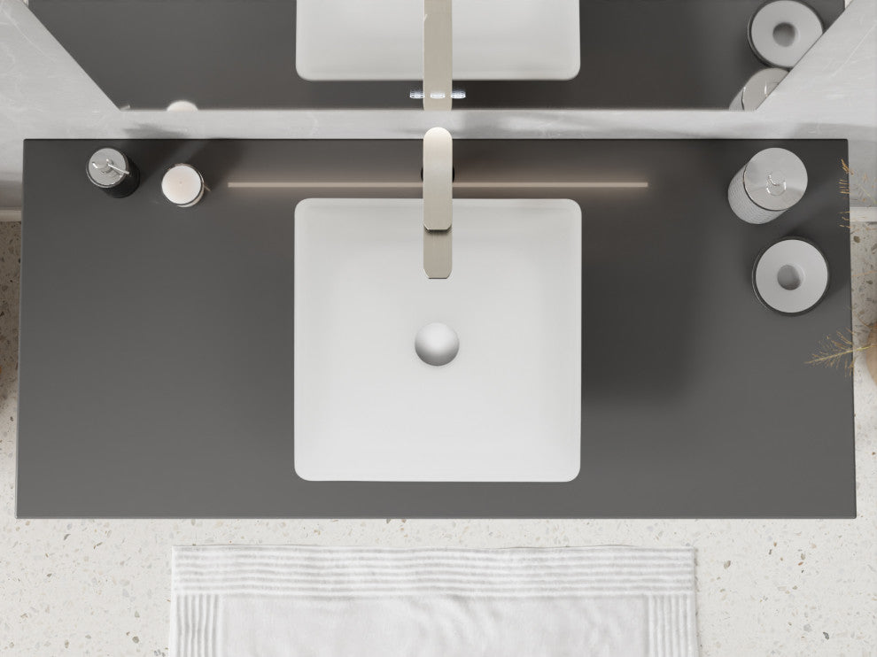 Solstice Square Glass Vessel Bathroom Sink With White Finish