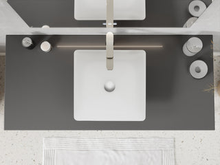 Solstice Square Glass Vessel Bathroom Sink With White Finish