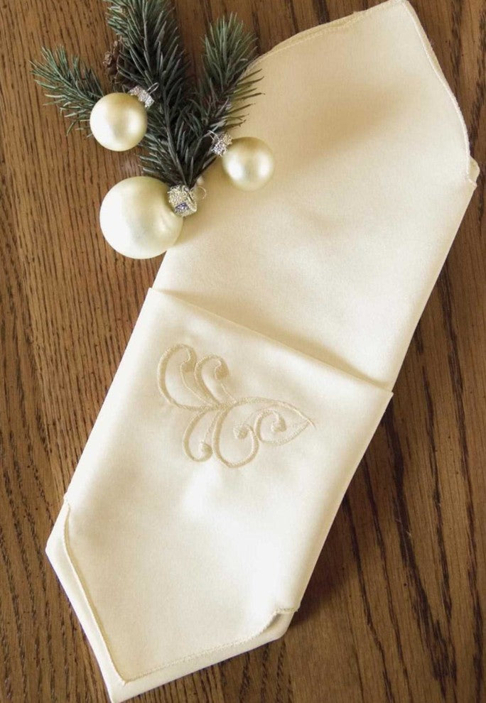 Set of 4 Noel Glow Embroidered Fine Linen Christmas Napkins 21" x 21"