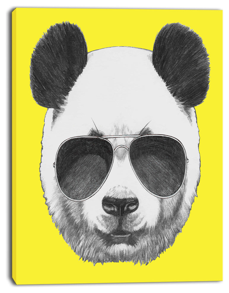 Funny Panda with Sunglasses, Animal Canvas Art Print, 28"x60"