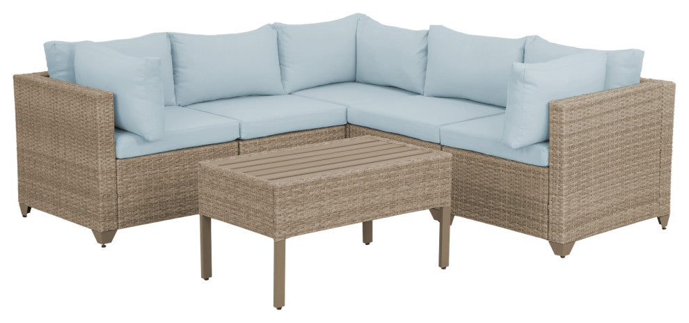 Maui 6-Piece Outdoor Conversation Set, Coffee Table, Sky Blue