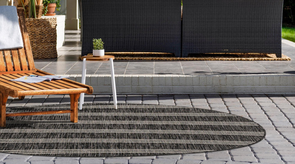 Rug Jill Zarin Jill Zarin Outdoor Charcoal Round 6' 7 x 6' 7