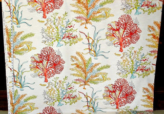 Red Coral Fabric Ocean Reef Turtle Curtain Material, Standard Cut