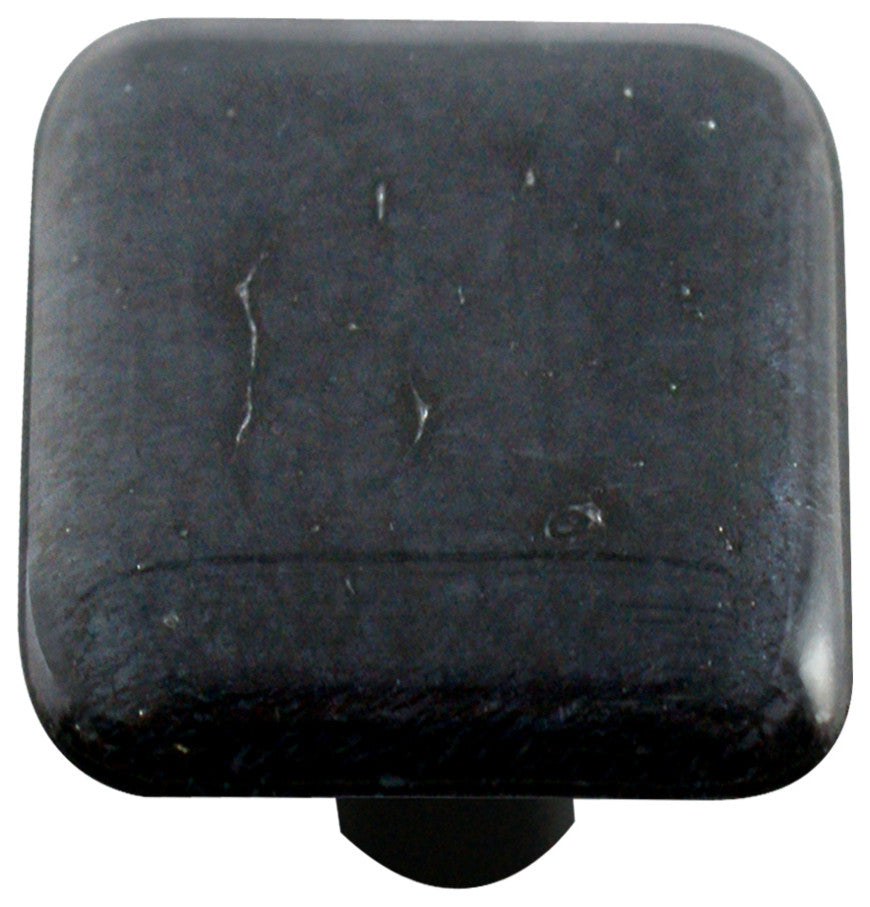 Art Glass Fractured Knob, Black Post, Silver Irid