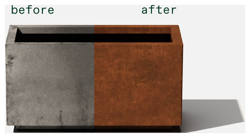 Metallic Series Corten Steel Long Box Planter, Small