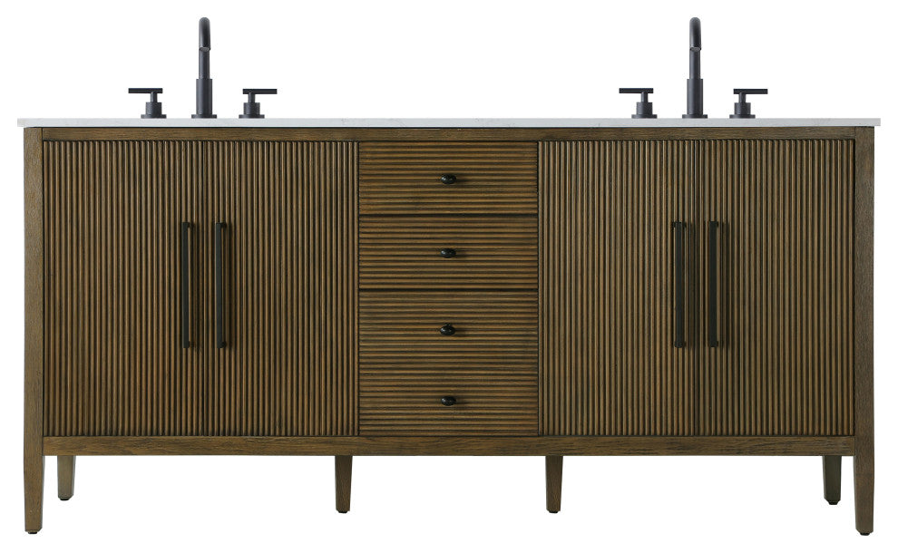 Home Living 72" Double Bathroom Vanity, Hazel Oak