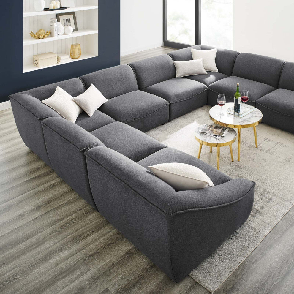 Sectional Sofa Set, Fabric, Dark Gray, Modern, Living Lounge Hospitality