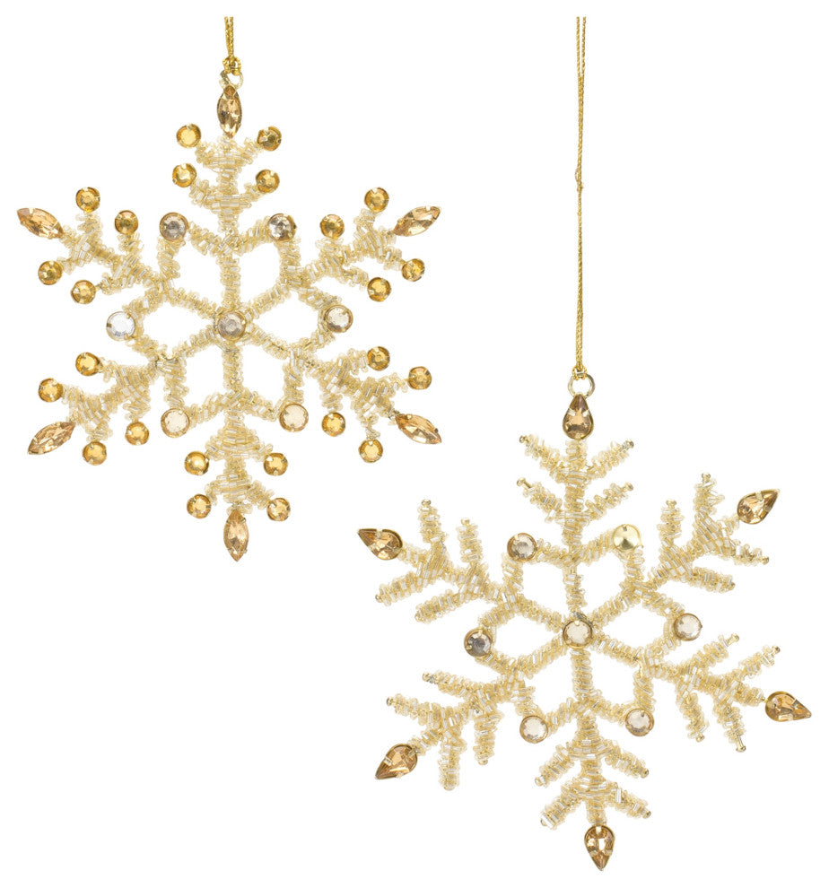 Jeweled Metal Snowflake Ornament, Set of 12