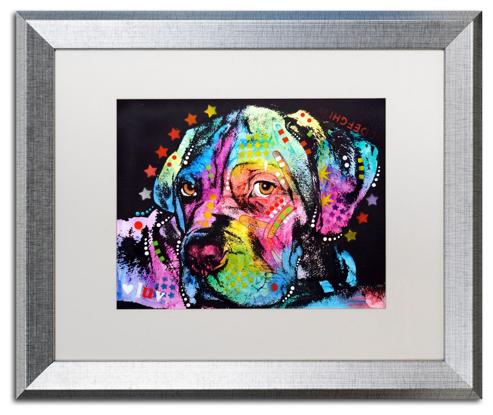 Dean Russo 'Young Mastiff' Framed Art, Silver Frame, 16"x20", White Matte