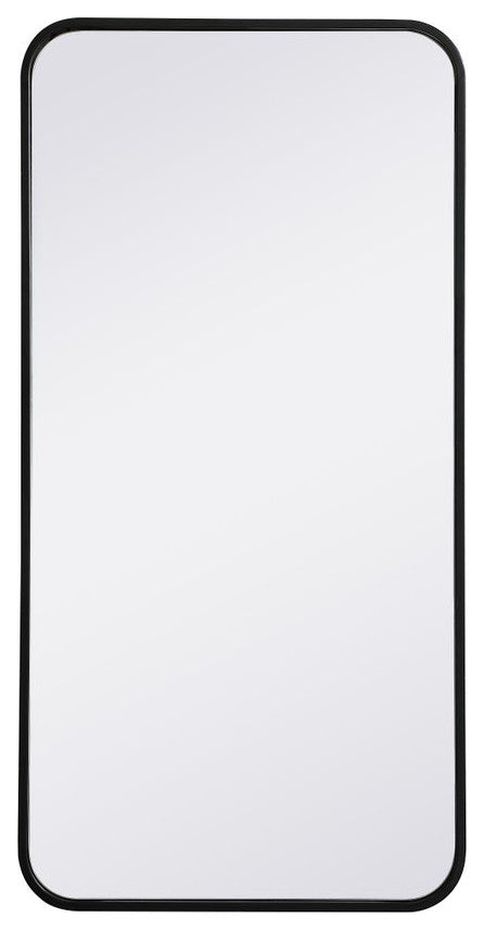 Ellis Soft Corner Metal Rectangular Mirror, Black, 18"x36"