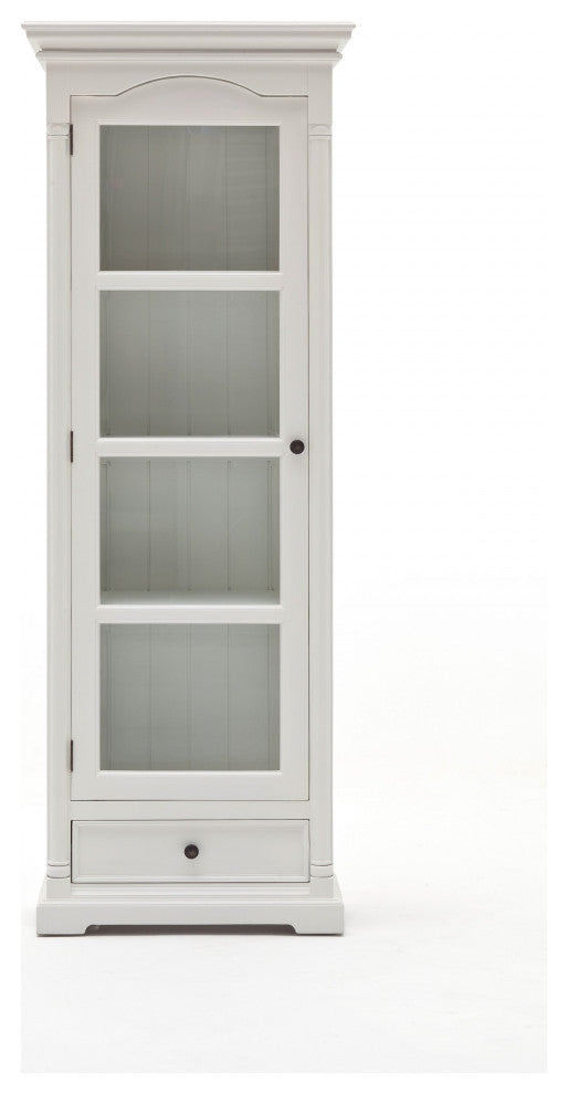 Traditional White and Glass Door Storage Cabinet