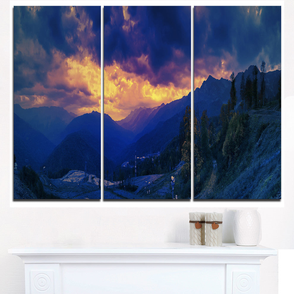 "Mountains Peaks of Caucasus Hills" Metal Wall Art, 3 Panels, 36"x28"