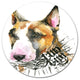 Watercolor Funny Dog Illustration, Animal Art Round Wall Art, 23"
