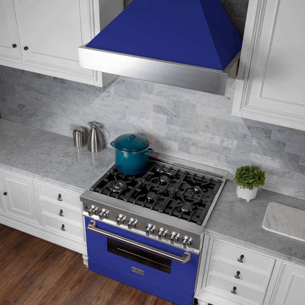 30" DuraSnow Stainless Steel Range Hood With Blue Matte Shell, 8654BM-30