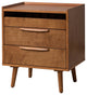 Mid-Century Modern 3-Drawer Nightstand With Charging Station, Acorn