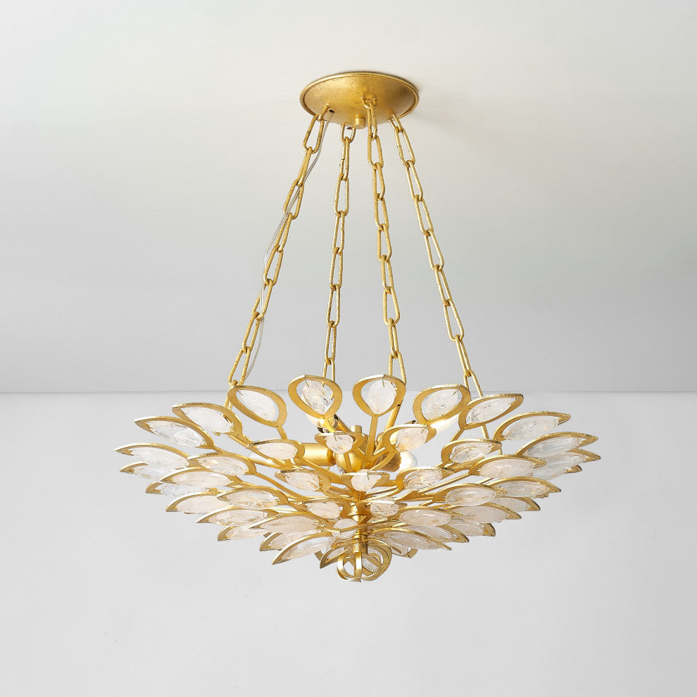 Vittoria 24" Wide 4-Light Gold Leaf Chandelier