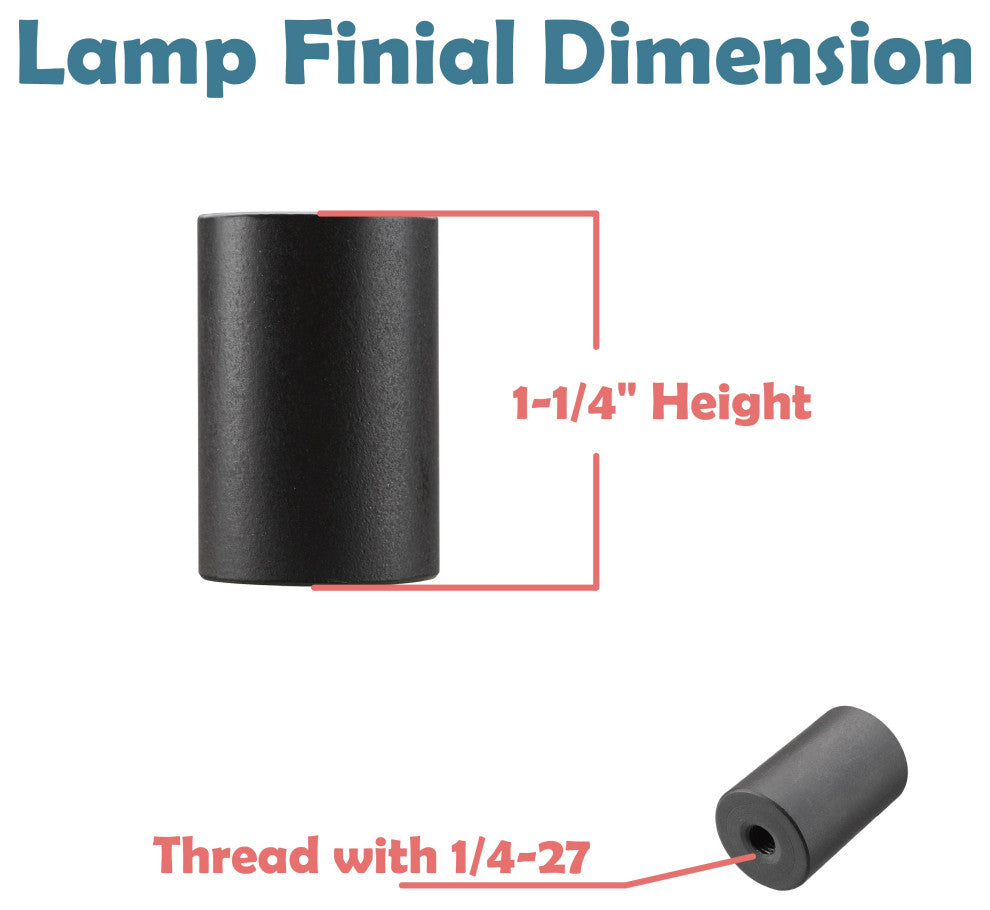 24019-32, Set of 2 Steel Lamp Finial, Oil Rubbed Bronze Finish, 1 1/4" Tall