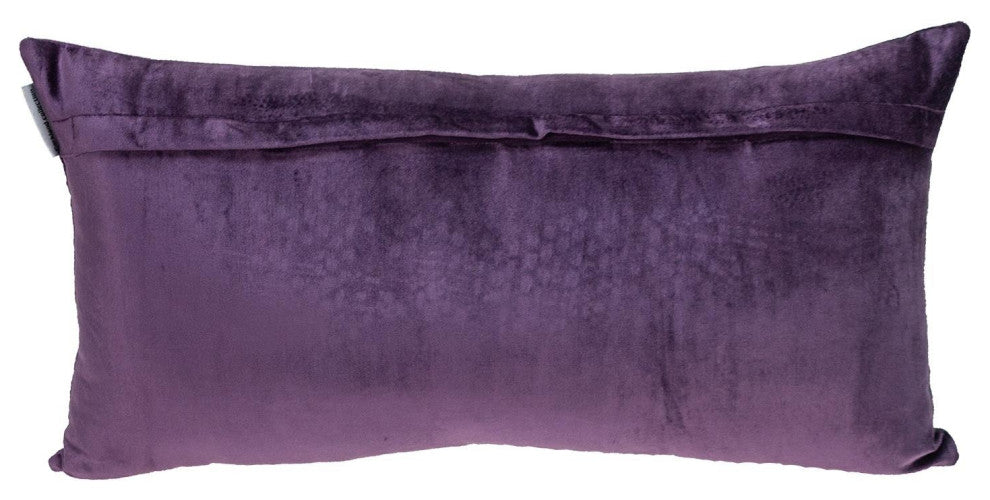 Dark Grey Gold and Purple Tufted Velvet Lumbar Pillow