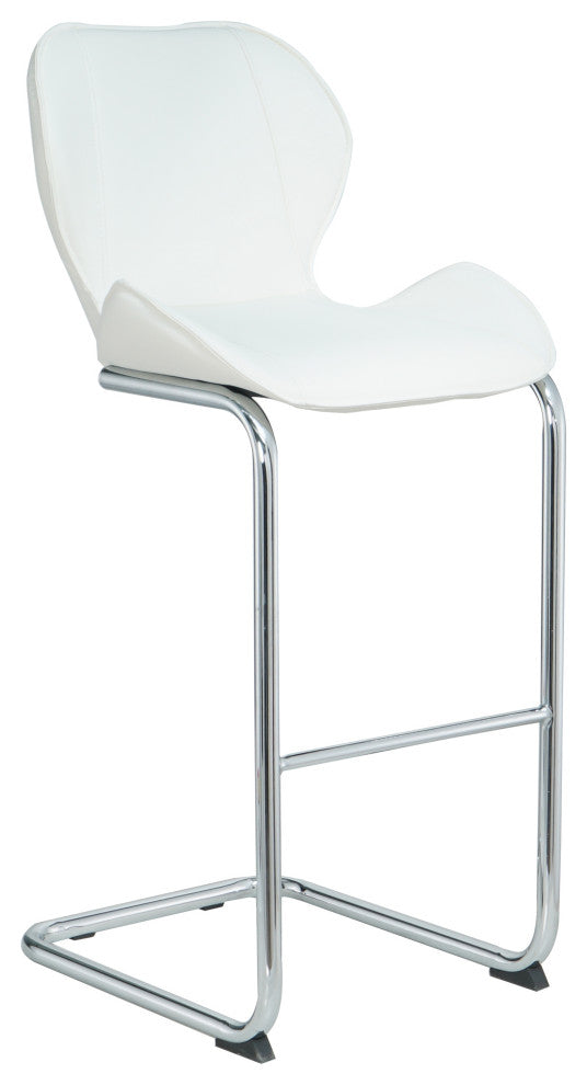 Modern PU 4 Bar chairs with Metal Legs for Dining,kitchen and Bar, White
