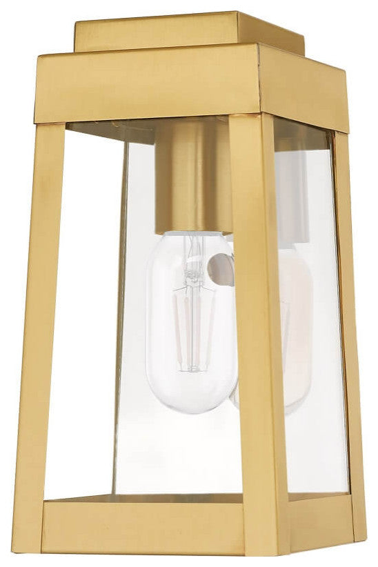 Livex Oslo 1 Light 10" Tall Satin Brass Outdoor Wall Lantern