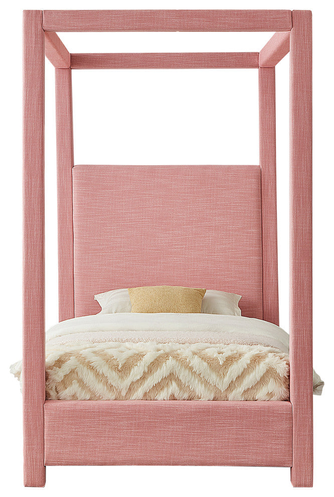 Emerson Upholstered Bed, Pink, Twin, Linen Textured Fabric
