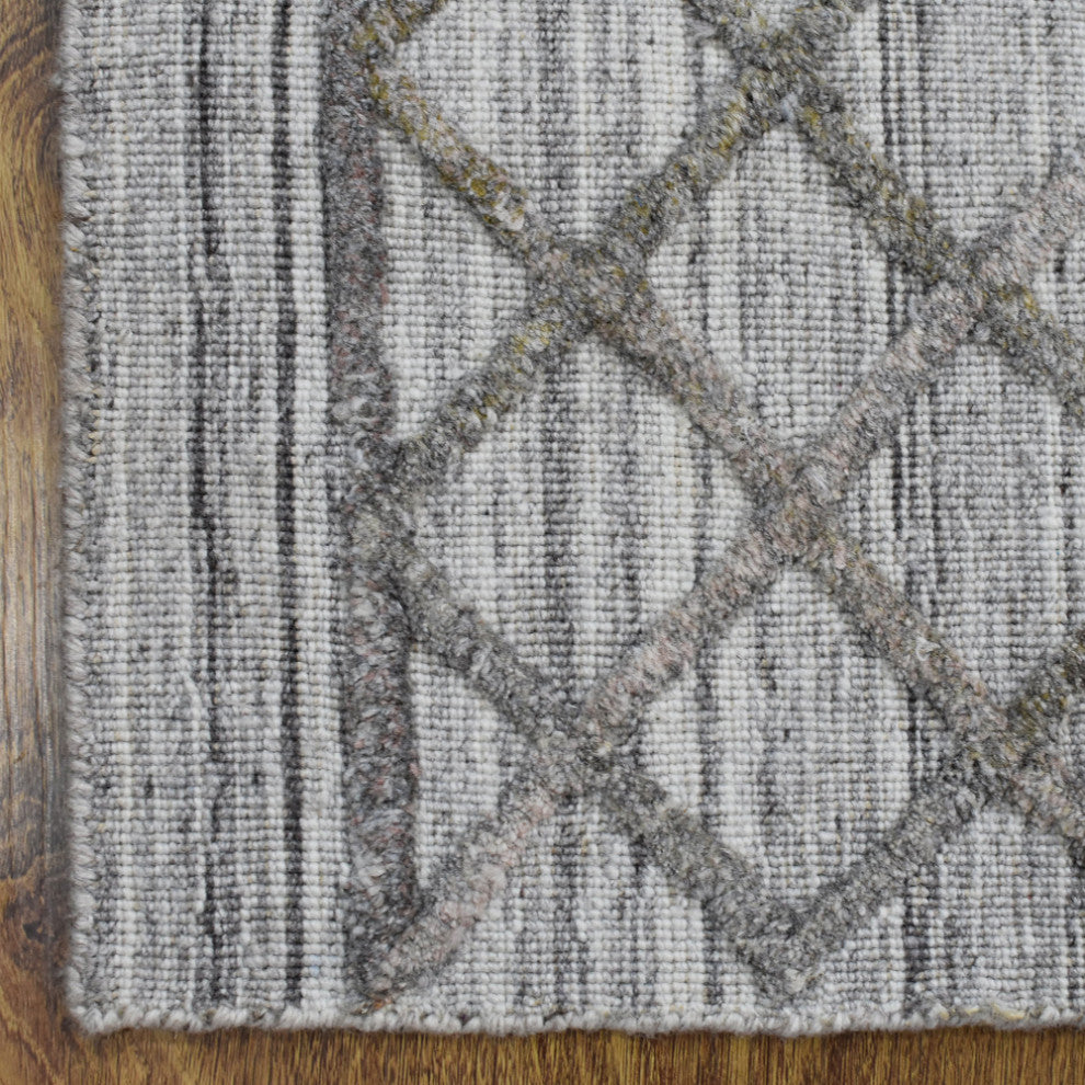 HAND WOVEN FLAT WEAVE KILIM POLYESTER AREA RUGS -Rectangle,Gray,Contemporary, [Rectangle] 4'x6'