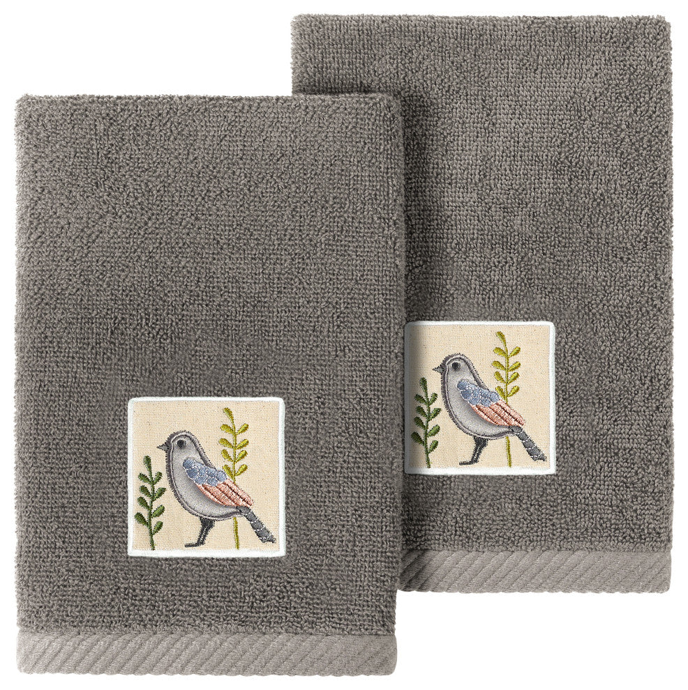 Linum Home Textiles 100% Turkish Cotton BELINDA 2PC Emb Fingertip Towel Set