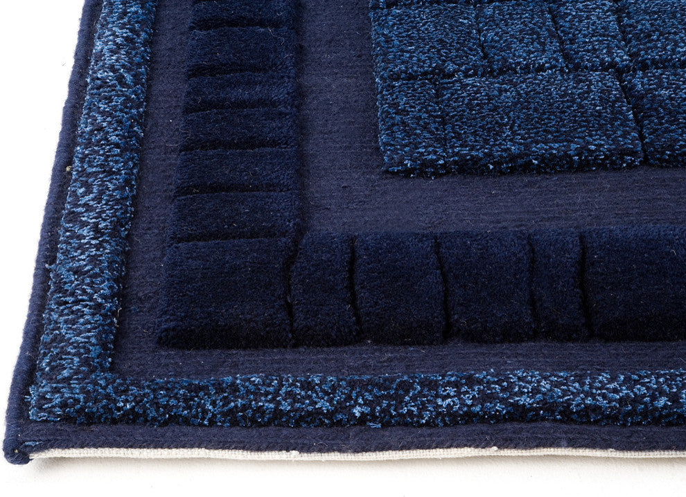 Hand Knotted Blue New Zealand Wool Area Rug, 5''6"x7''10"
