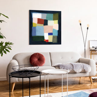 "Chromatic Cube I" Frameless Free Floating Printed Tempered Glass Wall Art