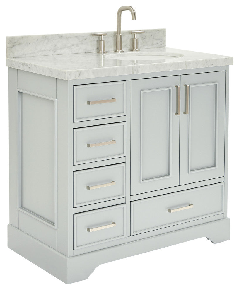 Ariel Stafford 37" Single Right Offset Oval Sink Bathroom Vanity