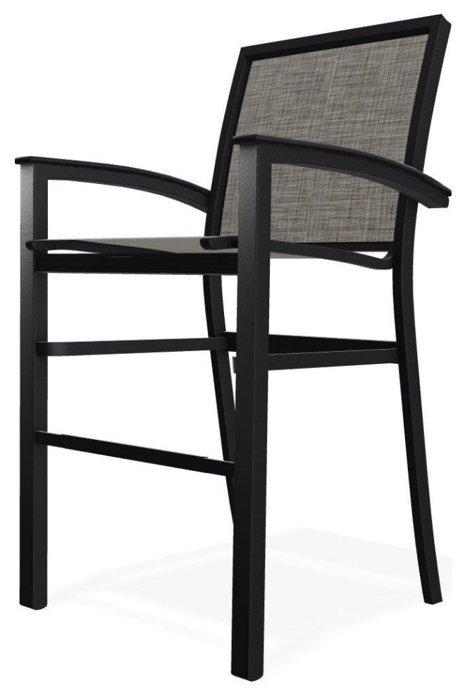 Bazza Sling Bar Height Stackable Outdoor Stool, Storm/Black