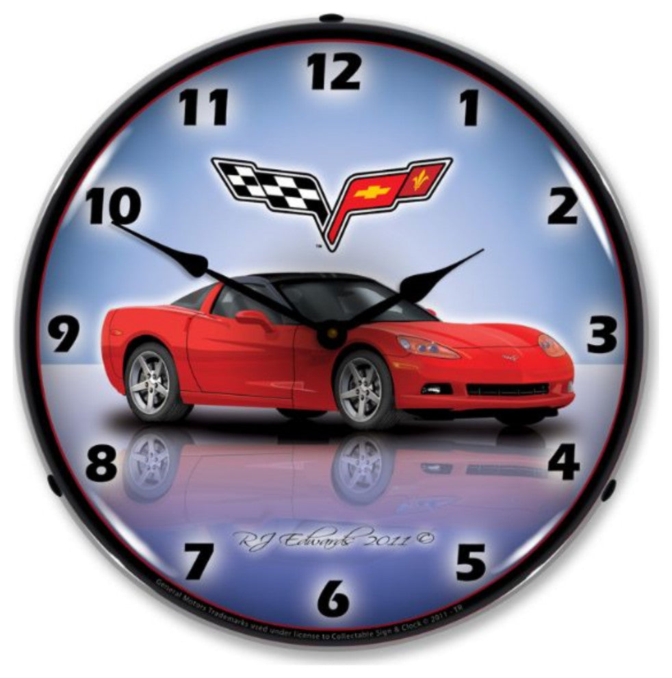 GMRE1112341 C6 Corvette Torch Red Clock