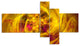 Mystic Golden Fractal, Abstract Wall Art Canvas, 60"x32", 5 panels