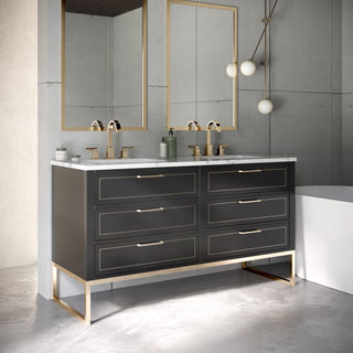 Markham 48" Bathroom Vanity, Midnight Black/Satin Brass, 48", Marble Countertop