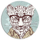 Hipster Leopard With Glasses, Animal Disc Metal Artwork, 36"